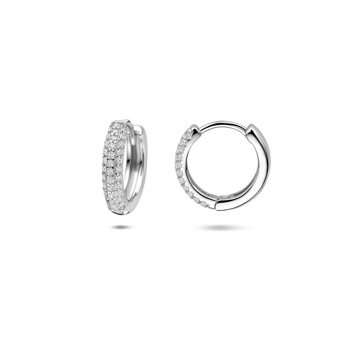 Zilveren klapoorringen zirkonia | 13.5x3mm
