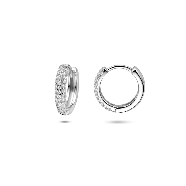 Zilveren klapoorringen zirkonia | 13.5x3mm