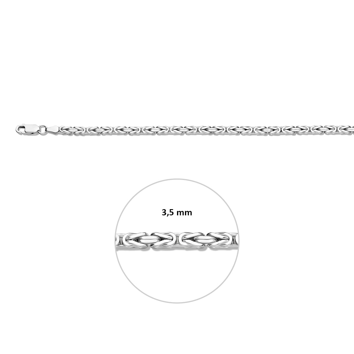 Zilveren lengtecollier - koningsschakel massief | 3,5mm