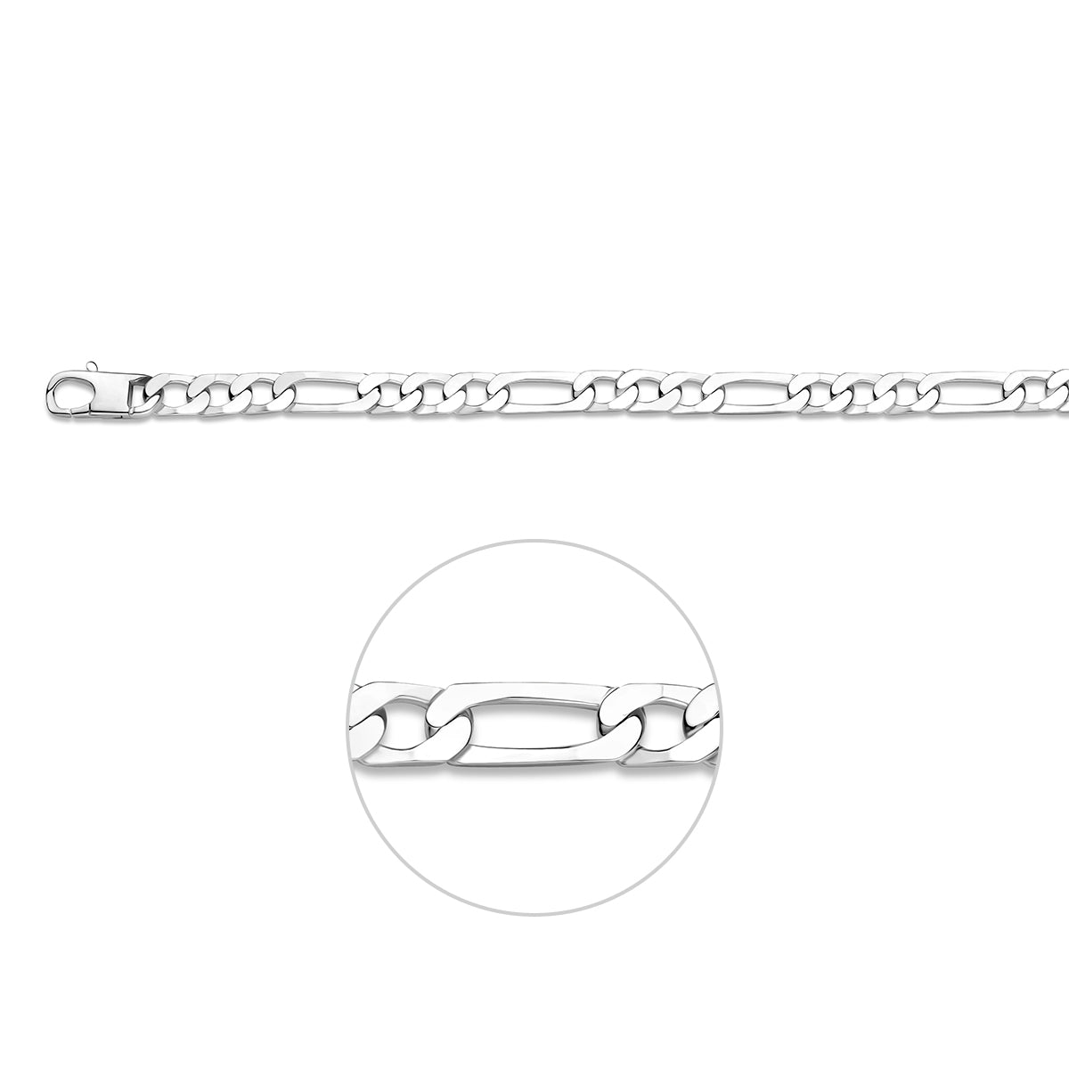 Zilveren lengtecollier - Figaro 6.0mm