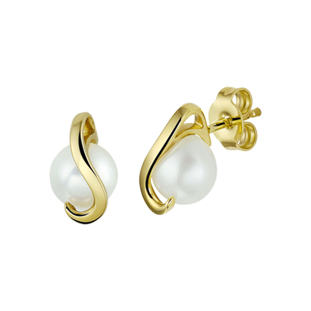 14krt geelgouden oorknoppen zoetwater parel
