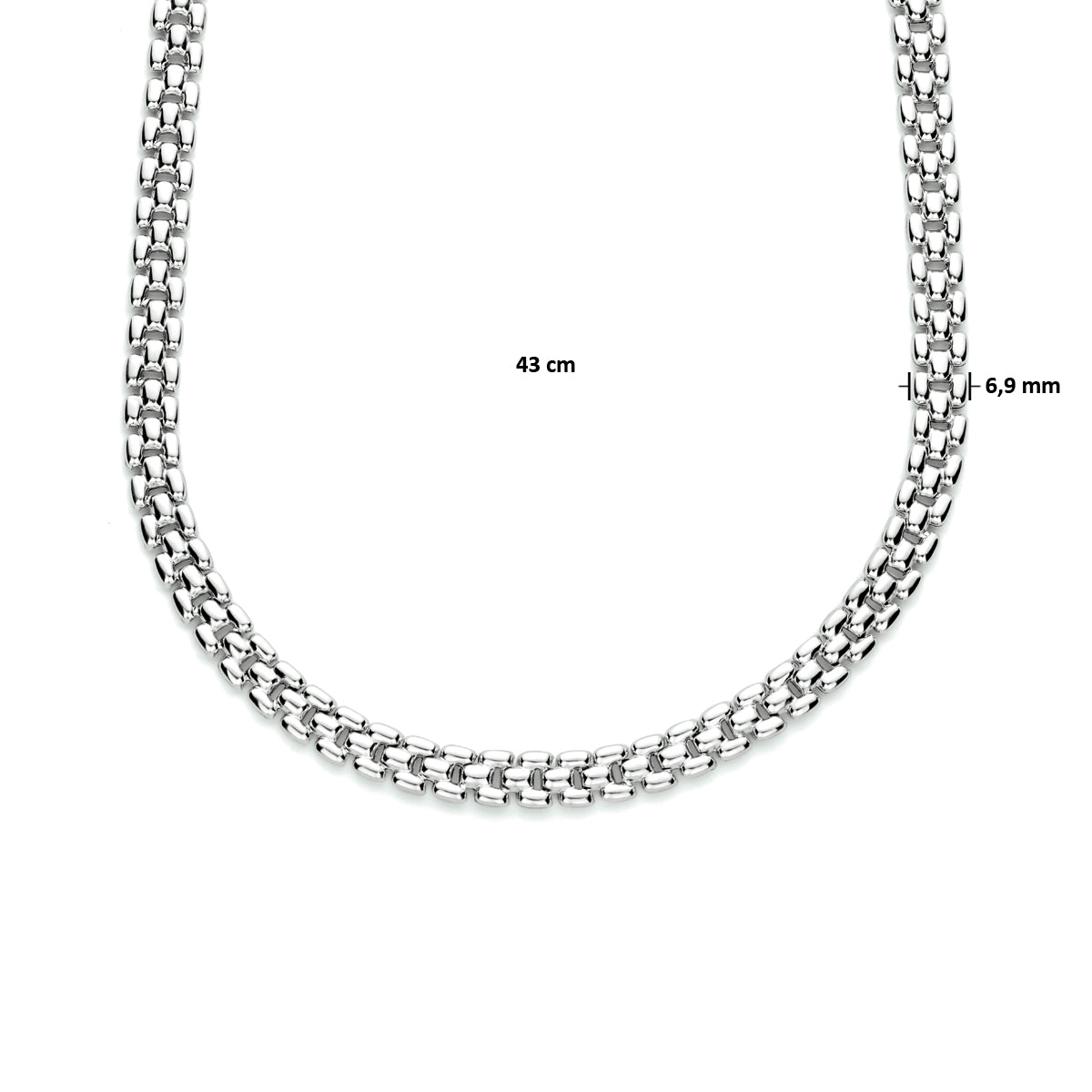 Zilveren collier panter 6,9mm | 43 cm