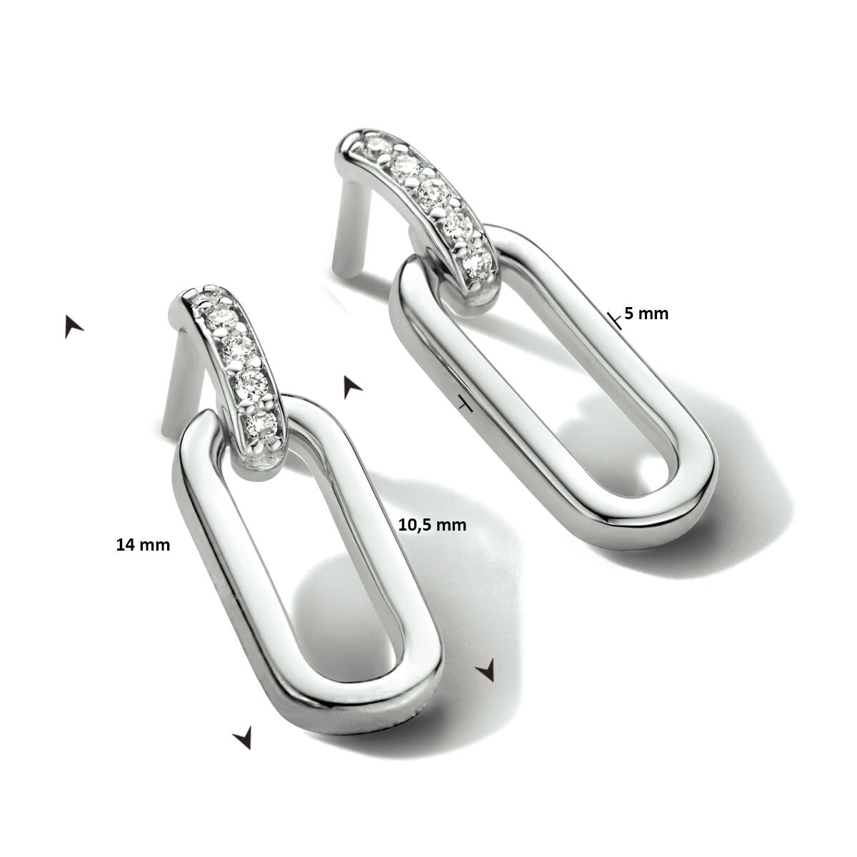 14krt witgouden oorbellen briljant 0.03ct