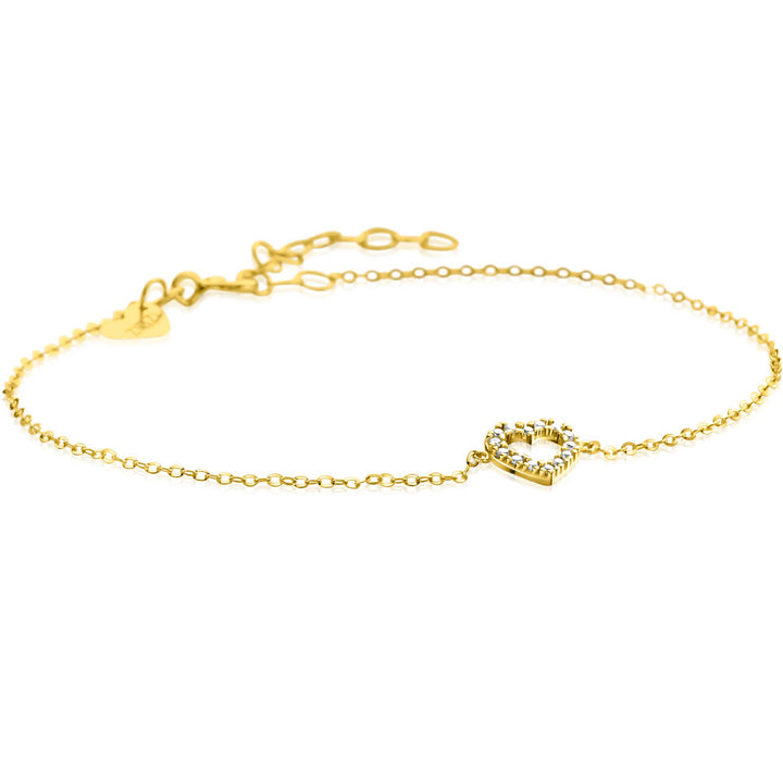 ZINZI Gold 14 krt gouden armband met sierlijk open hartje (7mm). bezet met witte zirconia's 16.5-19.5cm ZGA450