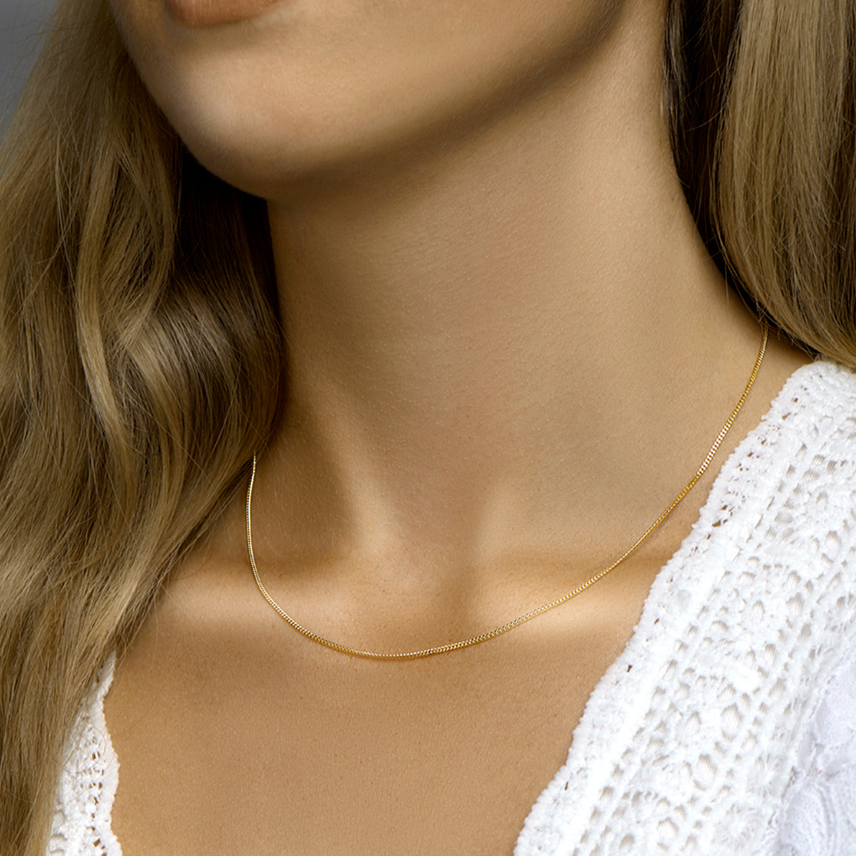 Zilver verguld lengtecollier - gourmette 4-zijdes geslepen 1,4mm