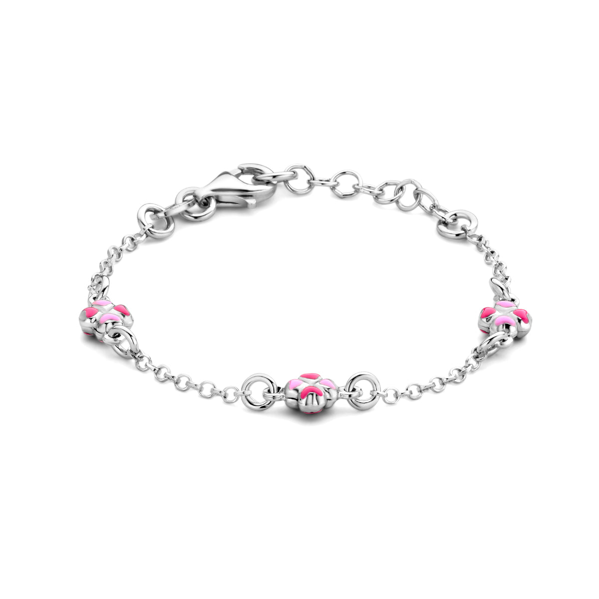 Zilveren armband klavertjes emaille 1,7mm | 11-13cm