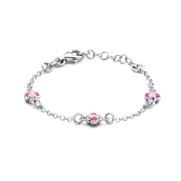 Zilveren armband klavertjes emaille 1,7mm | 11-13cm