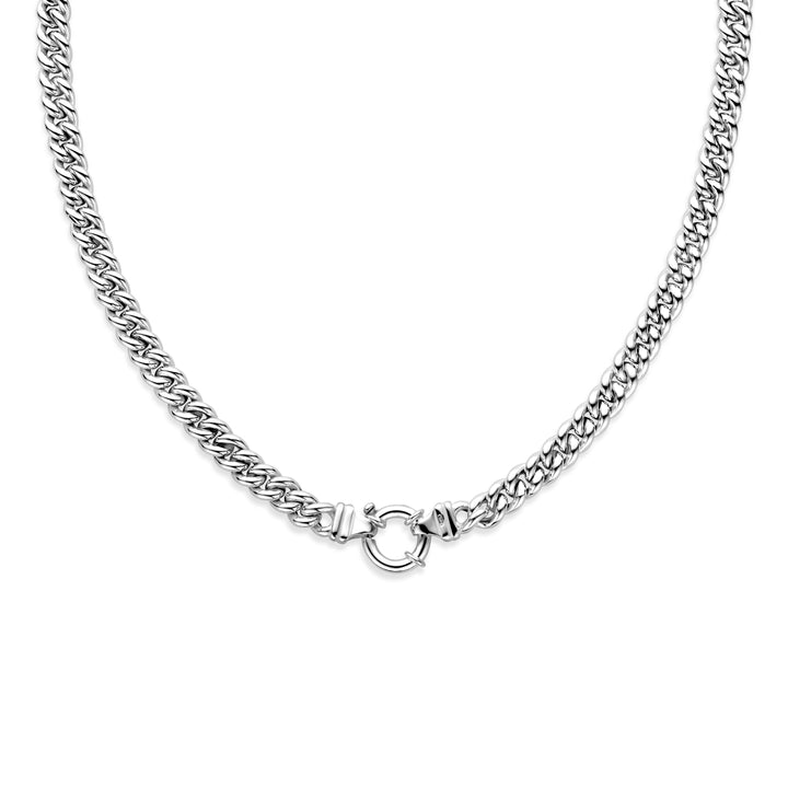 Zilveren collier gourmette 7mm met groot veerslot | 44cm