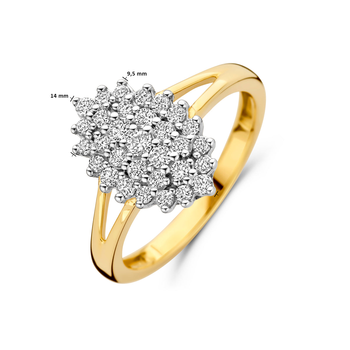 Facette - 14krt geelgouden ring met LG diamant 0.48ct HSI