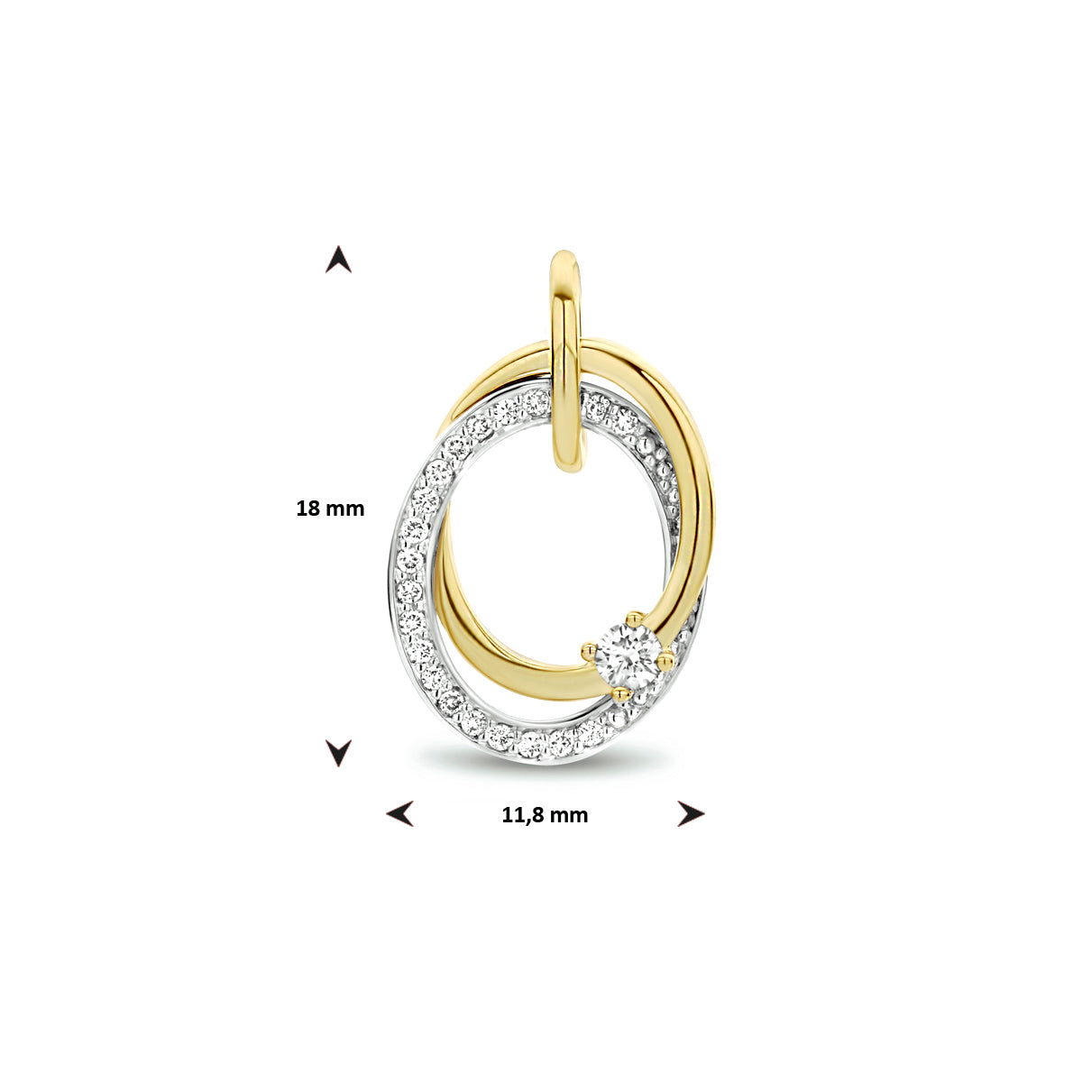 14krt bicolorgouden hanger met diamant 0.14ct hsi