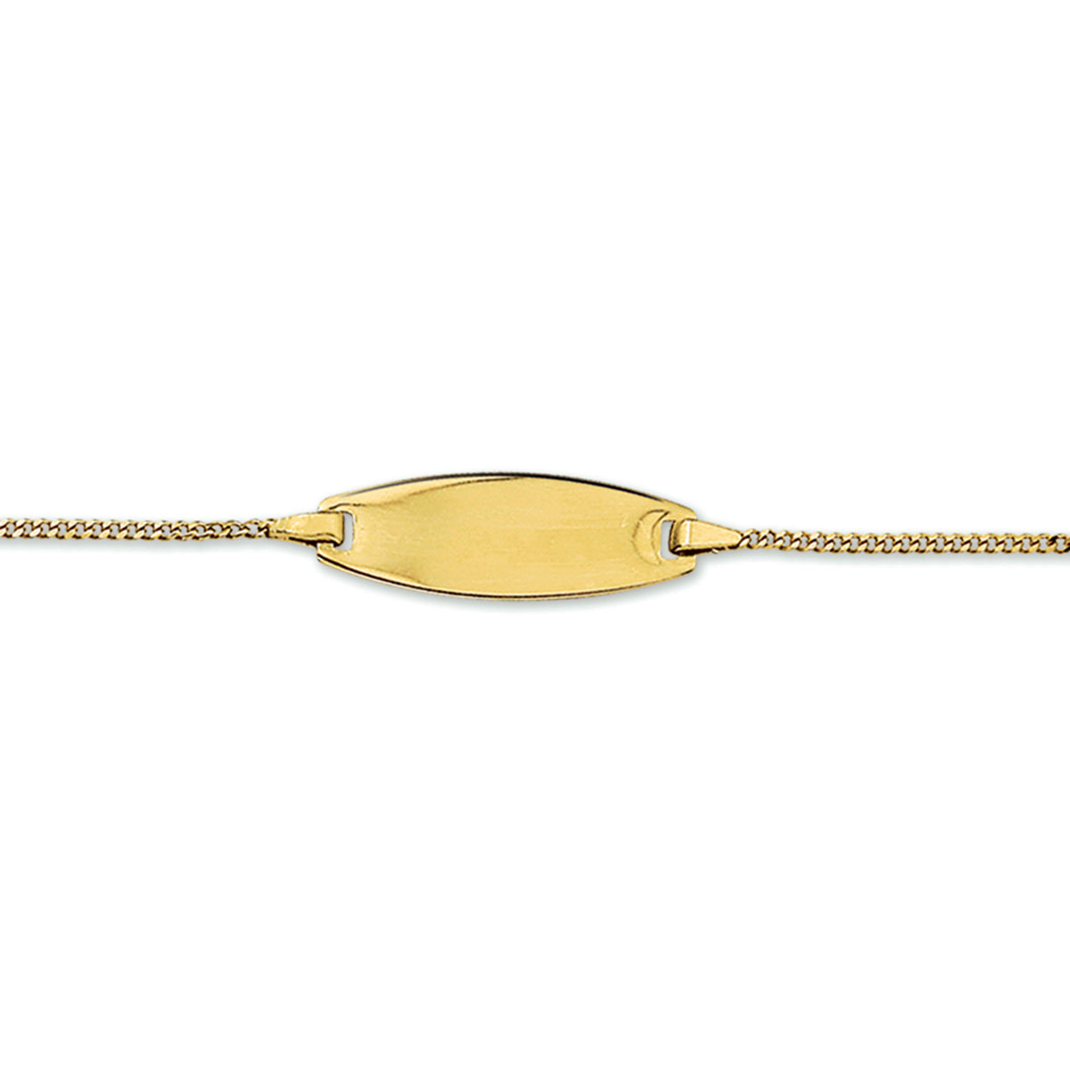 14krt geelgouden graveerarmband gourmette plaat 7,5mm - 11-13cm