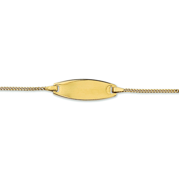 14krt geelgouden graveerarmband gourmette plaat 7,5mm - 11-13cm
