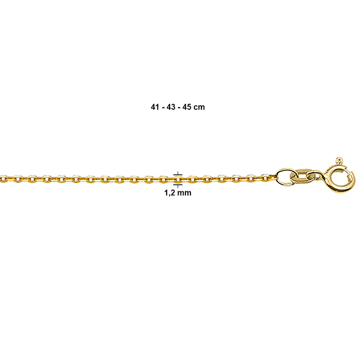 14krt geelgouden collier anker plat 1,2mm - 41-43-45cm