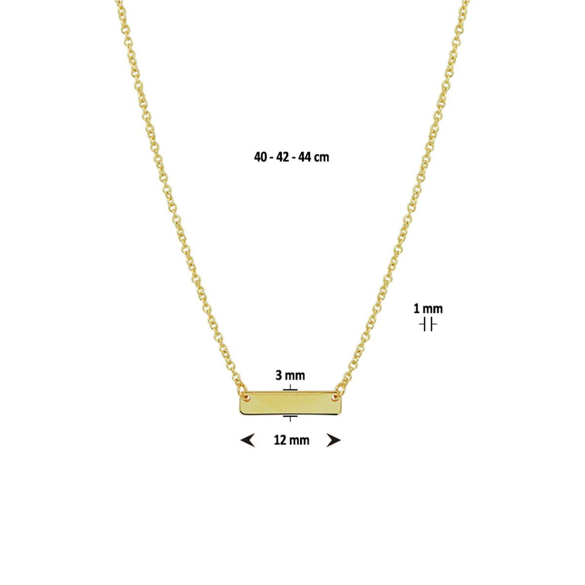 14krt geelgouden graveercollier plaat 3,0mm - 40-42-44cm