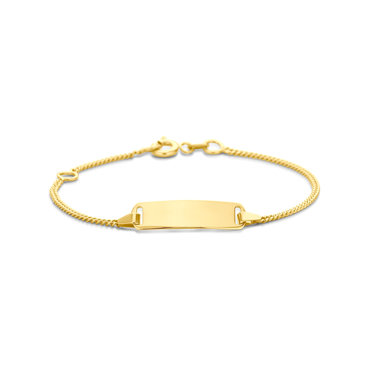 14krt geelgouden graveerarmband gourmette plaat 1.7mm - 12-14cm