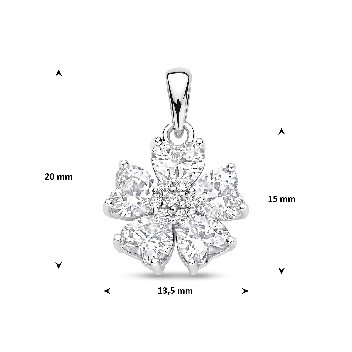Zilveren hanger zirkonia | 20x13.5mm