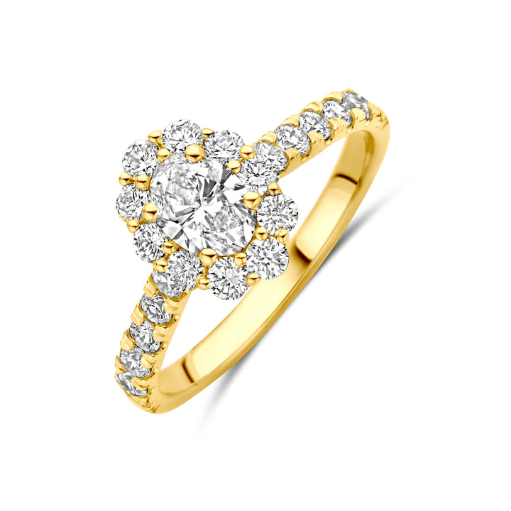 Facette - 14krt geelgouden ring met LG diamant 1.29ct GHSI - Inclusief IGI certificaat 0.51 E-VS1