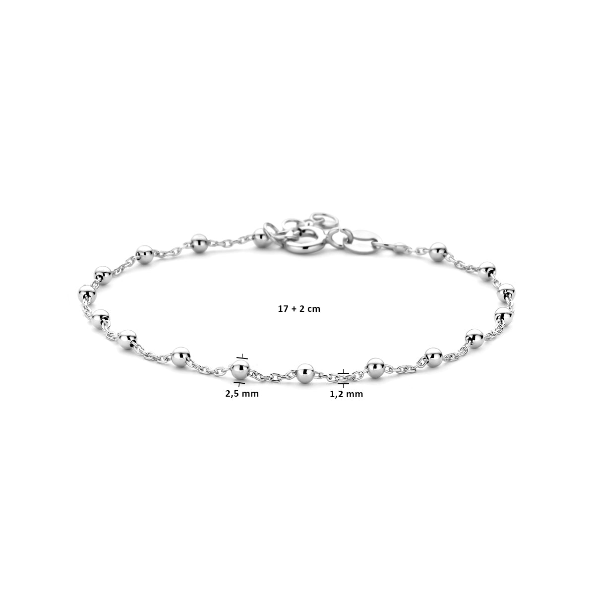 Zilveren armband bolletjes 2,5 mm | 17-19cm