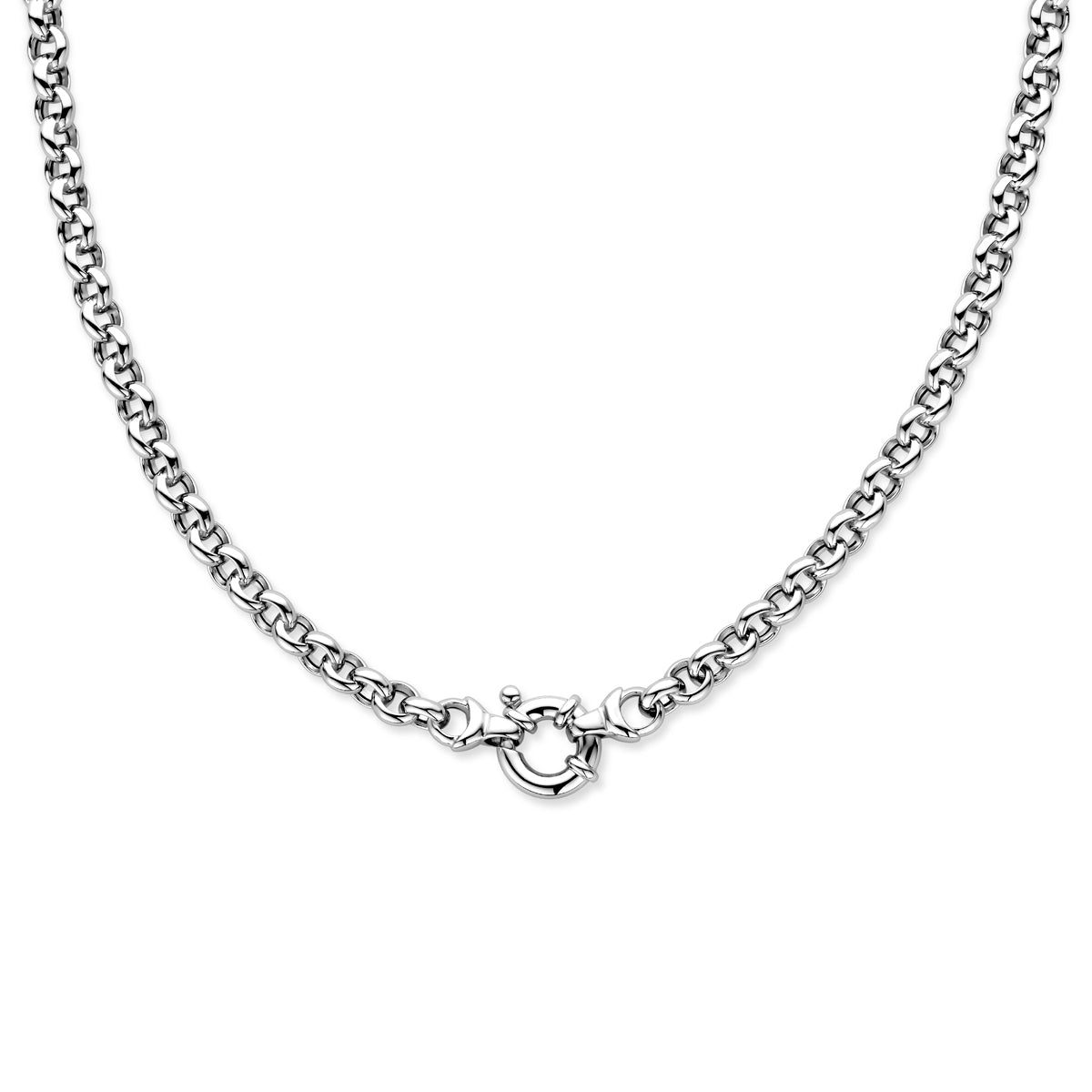 Zilveren collier jasseron 7mm met groot veerslot | 50cm