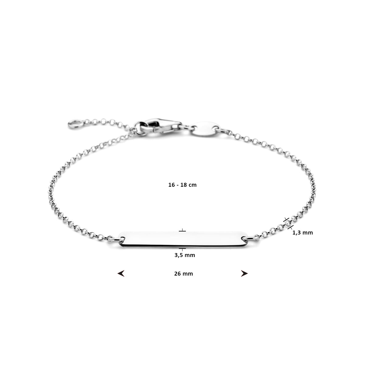 Zilveren graveerarmband plaat 3,5 mm | 16-18cm