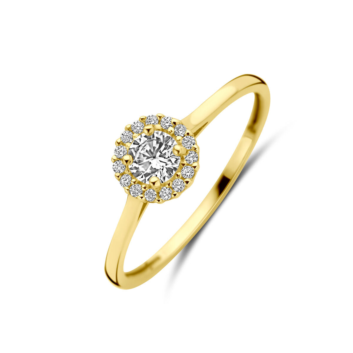 14kt geelgouden ring zirconia 6,5mm
