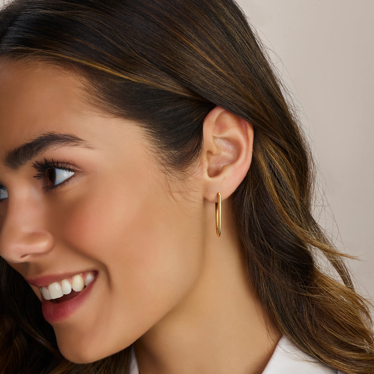 Silgold oorringen ovaal ronde buis | 34*2mm