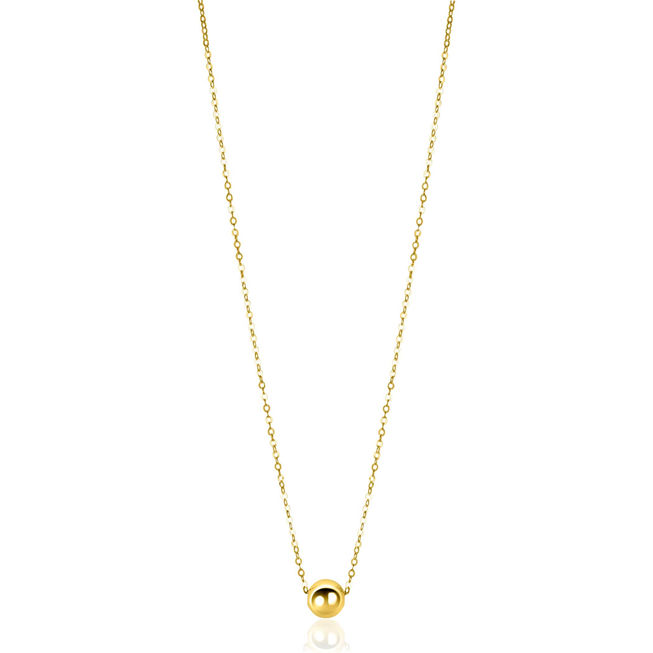 ZINZI Gold 14 krt gouden schakel kettinkje met sierlijke gladde bol van 6mm 42-45cm ZGC505