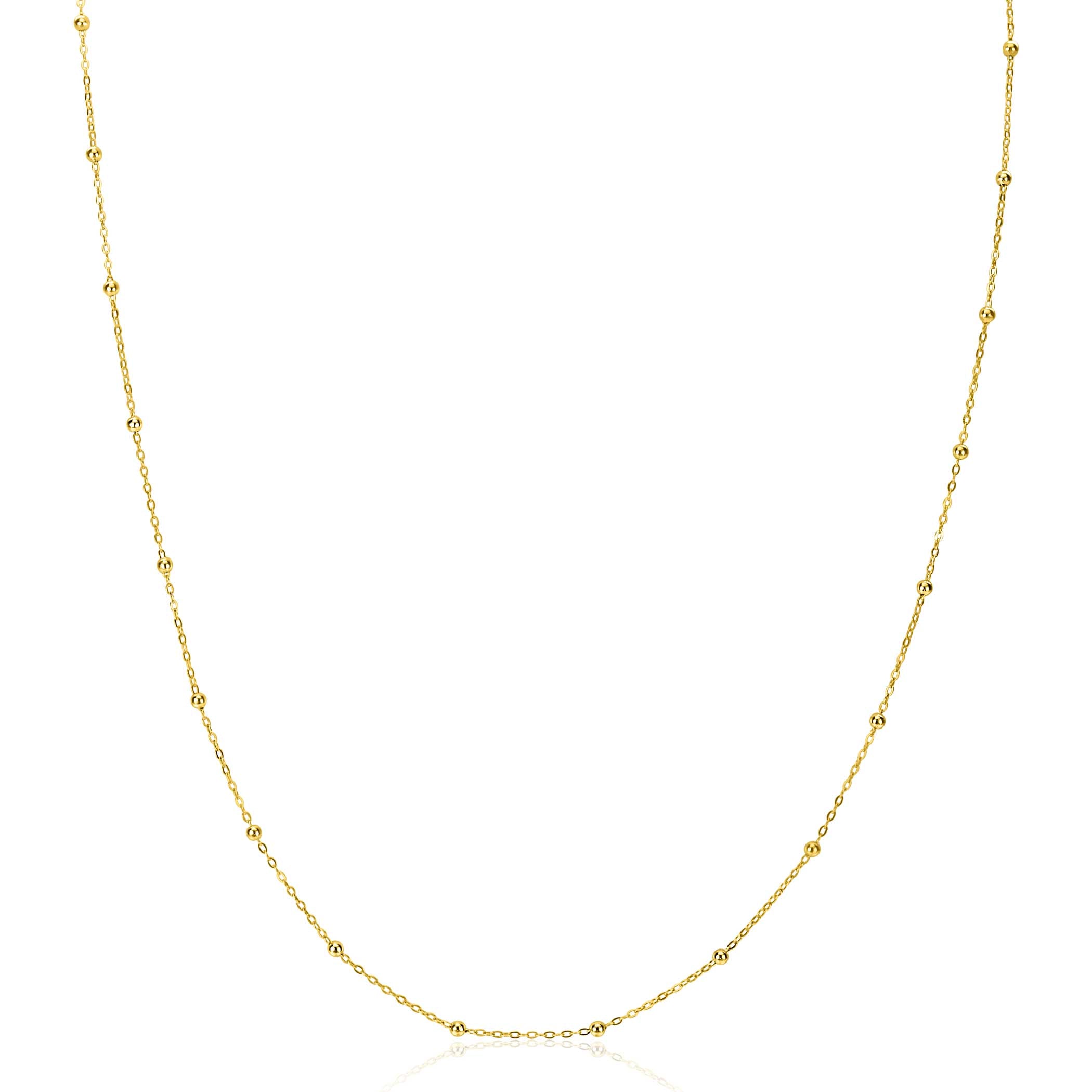 ZINZI Gold 14 krt gouden massieve schakelkettinkje met bolletjes 1.5mm breed. lengte 40-45cm ZGC489