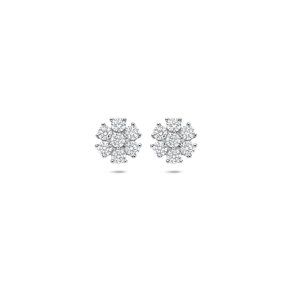 Zilveren oorknoppen bloem zirkonia | 7x7mm