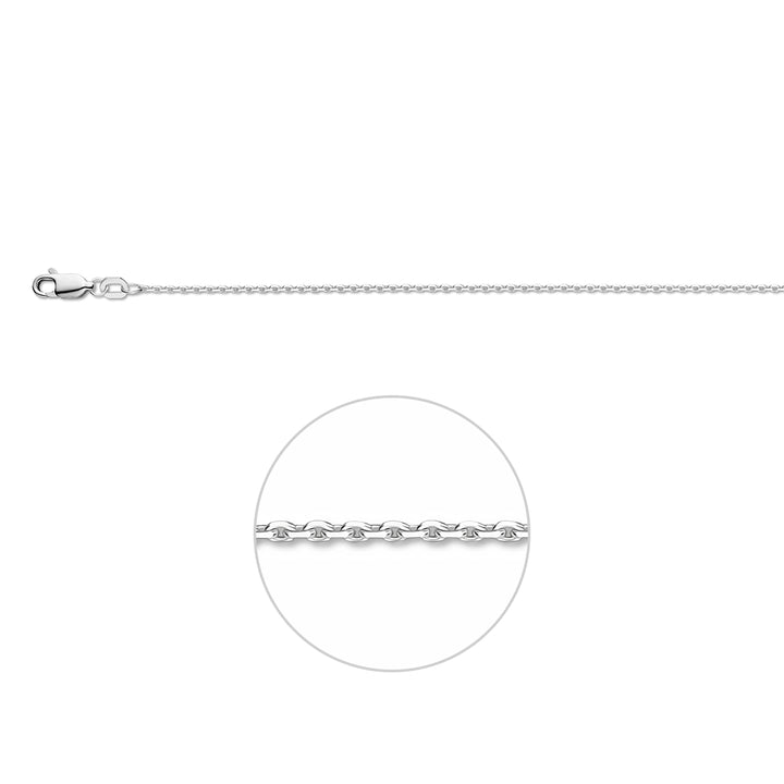 Zilveren lengtecollier - anker gediamanteerd 1,3mm