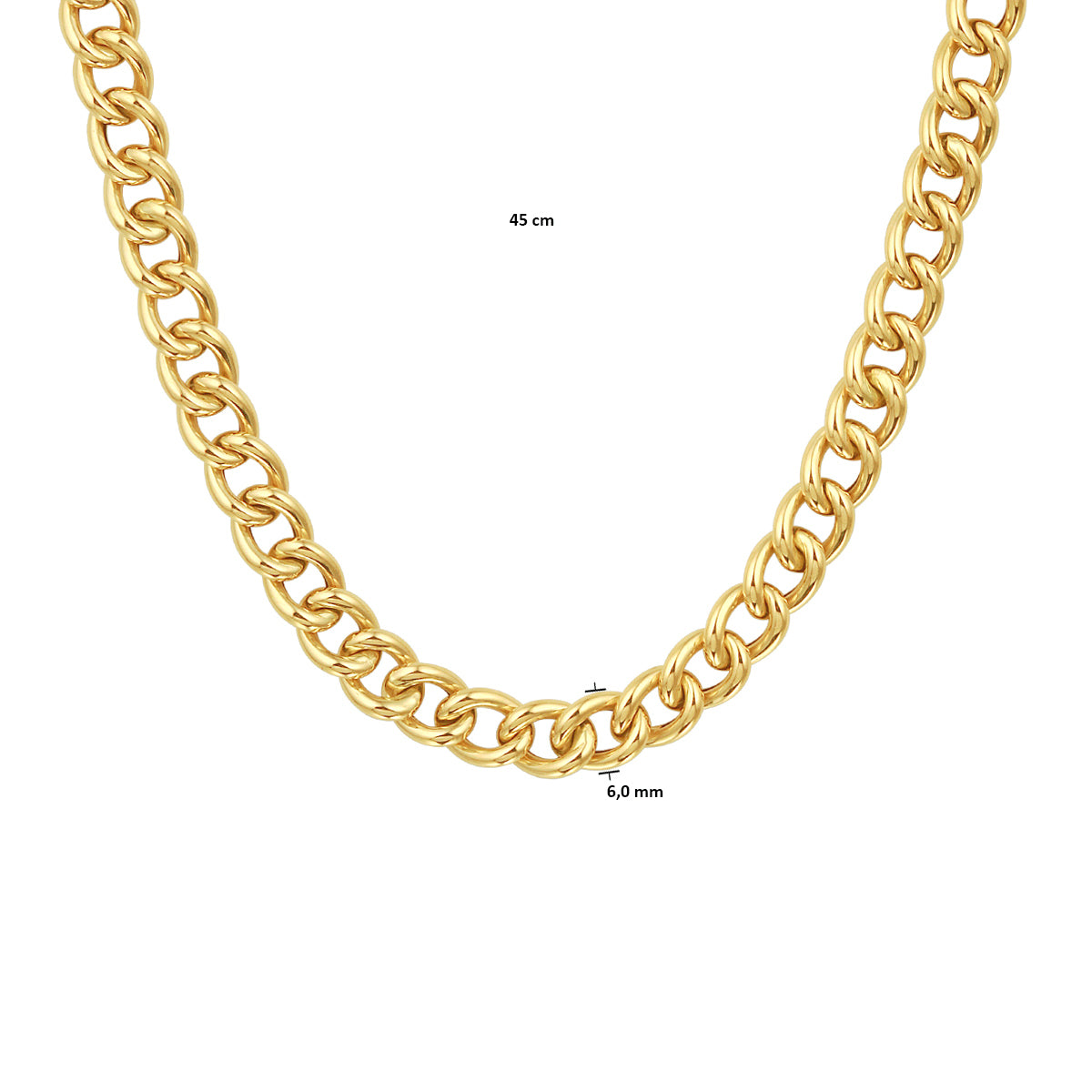 14krt geelgouden collier gourmette 6,0mm - 45cm