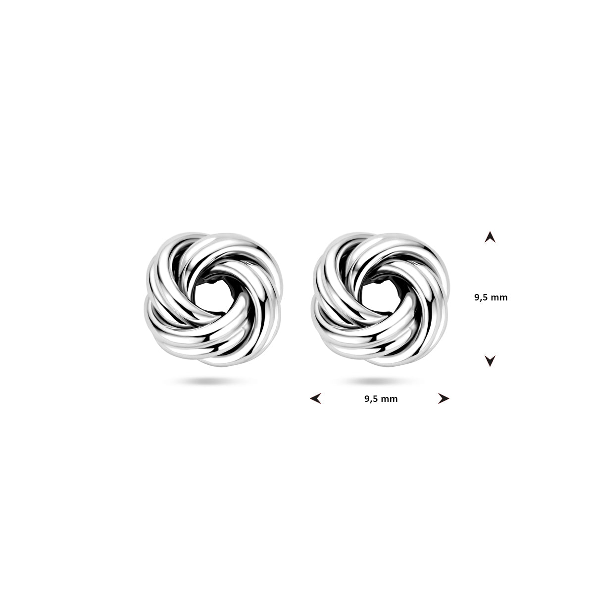 Zilveren oorknoppen knoop 9,5mm