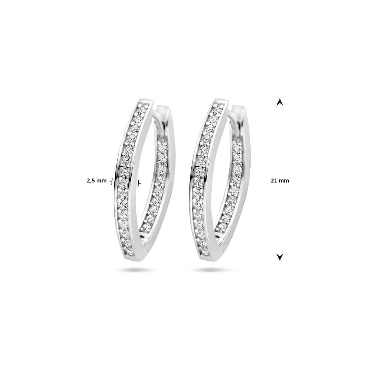 Zilveren klapoorringen zirkonia | 21x2,5mm
