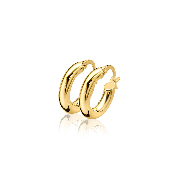 ZINZI Gold 14 karaat gouden oorRing ronde buis 13 x 3mm ZGO129