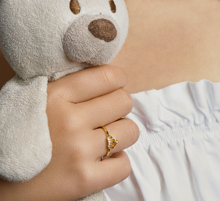 zilveren kinderring kroon zirkonia | 6mm