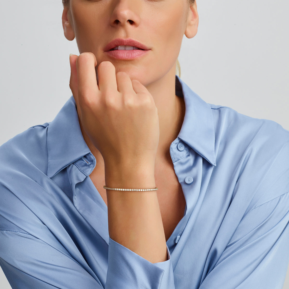 Facette - 14krt geelgouden tennisarmband met LG diamant 2,00ct GSI | 17,5cm - 2,3mm