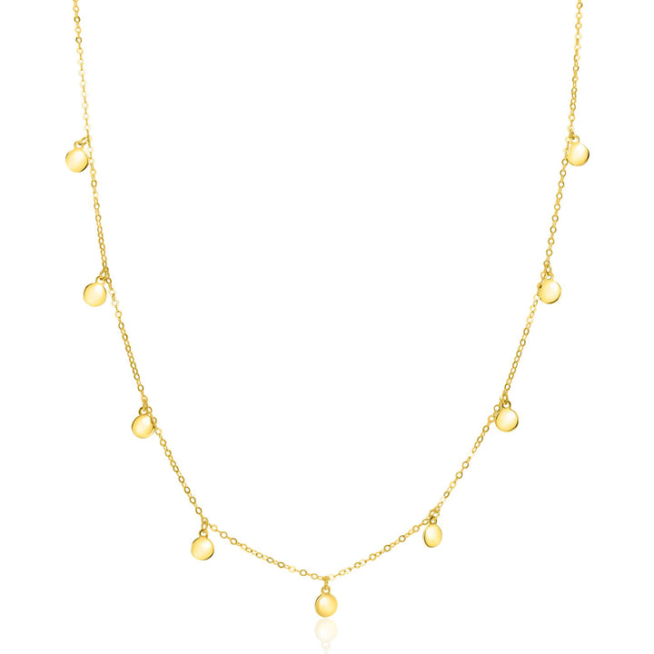 ZINZI Gold 14 karaat gouden massieve ketting met 9 bungelende rondjes 40-45cm ZGC488