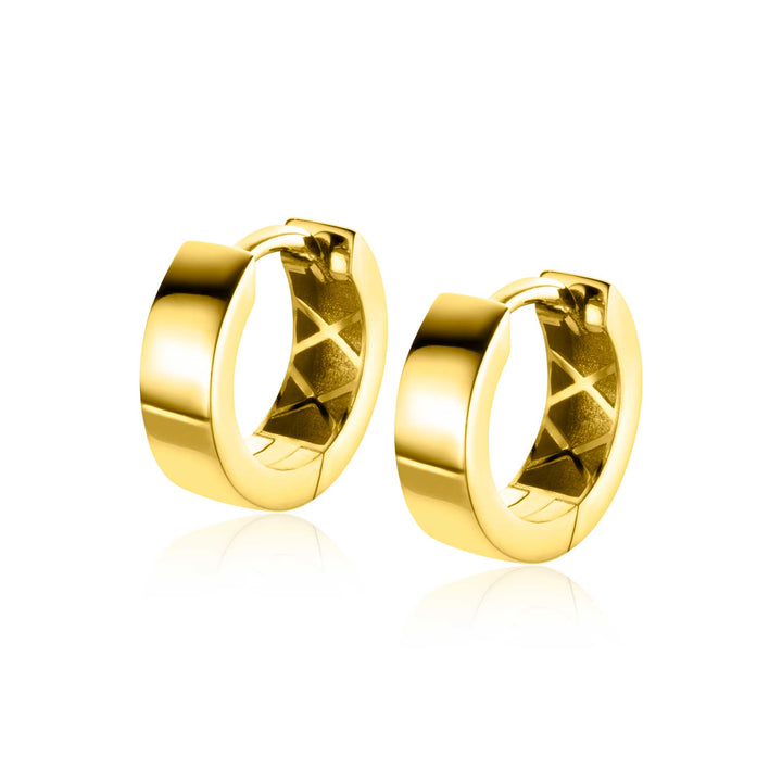 12.5mm ZINZI Gold 14 krt gouden oorRing brede vierkante buis 3.6mm met luxe klapsluiting ZGO438