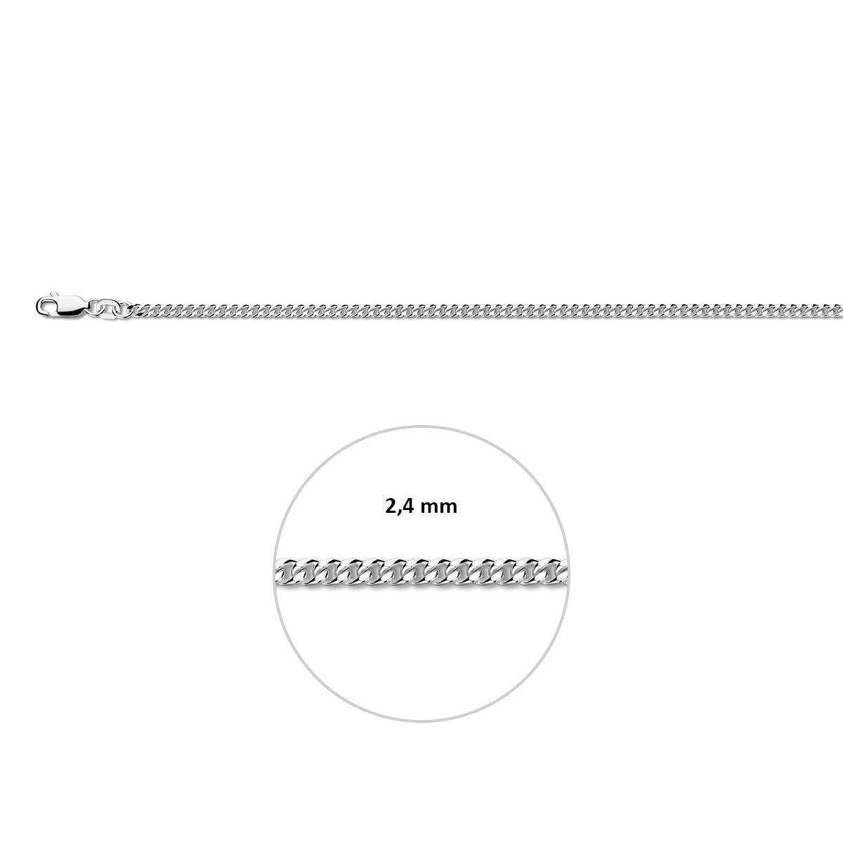 Zilveren lengtecollier - gourmette 6-zijdes geslepen 2.4mm