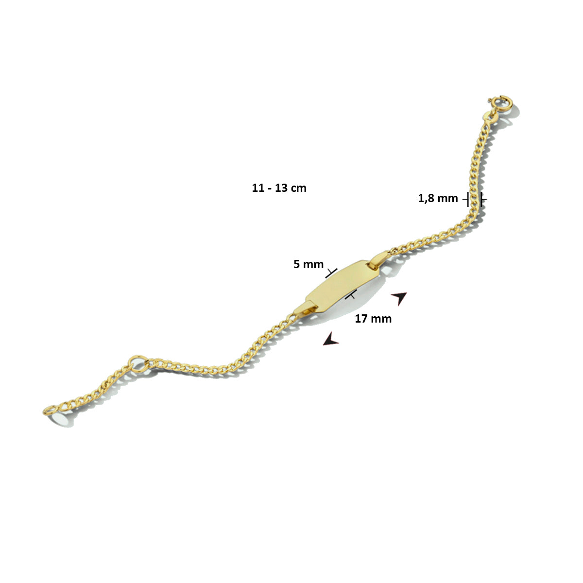 9krt geelgouden graveerarmband gourmette plaat 5mm | 11-13cm