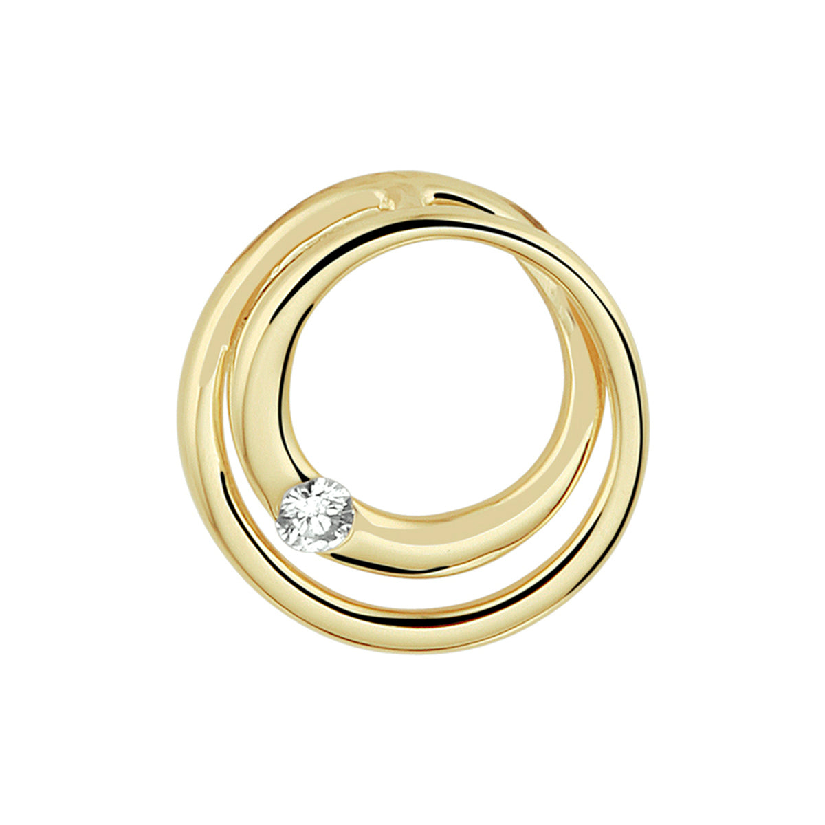 14krt geelgouden hanger rond met diamant 0.04ct hsi