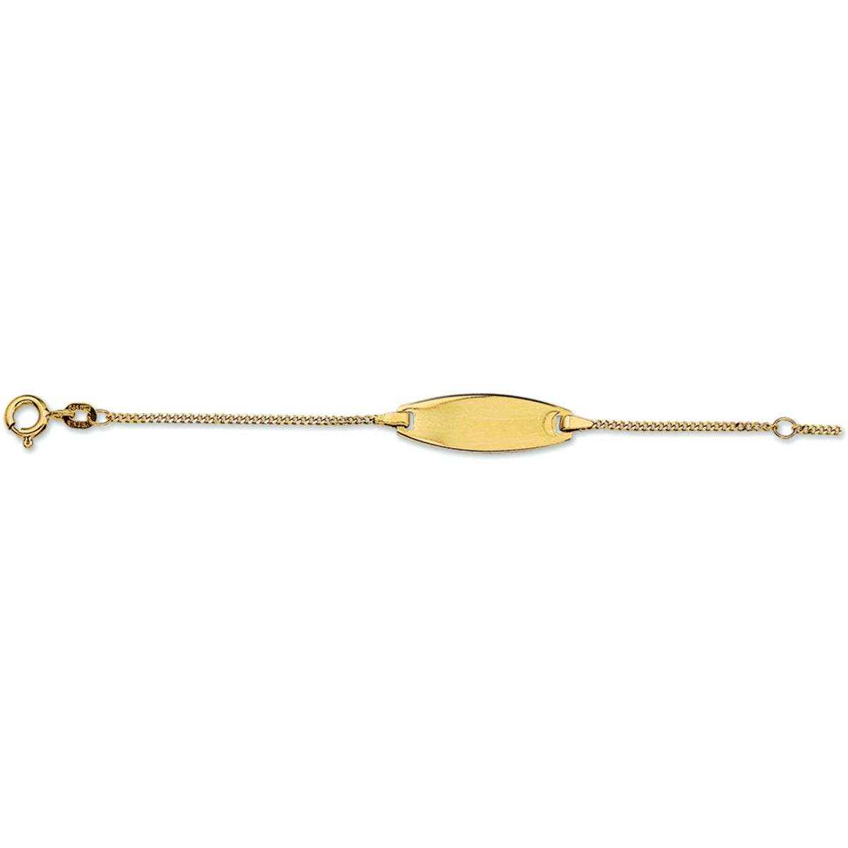 14krt geelgouden graveerarmband gourmette plaat 7,5mm - 11-13cm