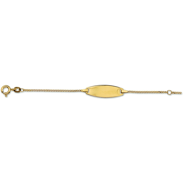 14krt geelgouden graveerarmband gourmette plaat 7,5mm - 11-13cm