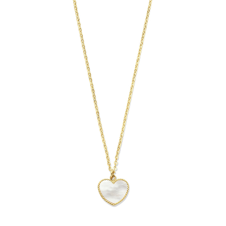 14krt geelgouden collier hart parelmoer 1.6mm | 40-42cm