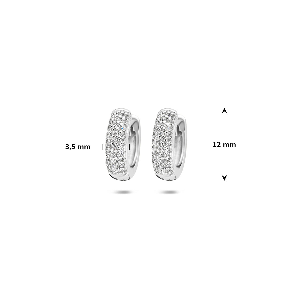 Zilveren klapoorringen zirkonia | 12x3,5mm