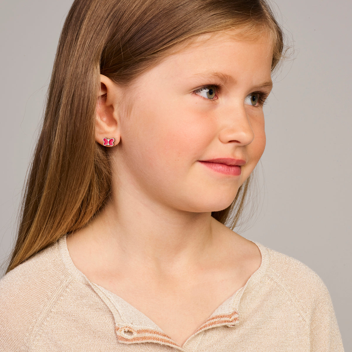 Zilveren oorknoppen kind | vlinder 5 mm