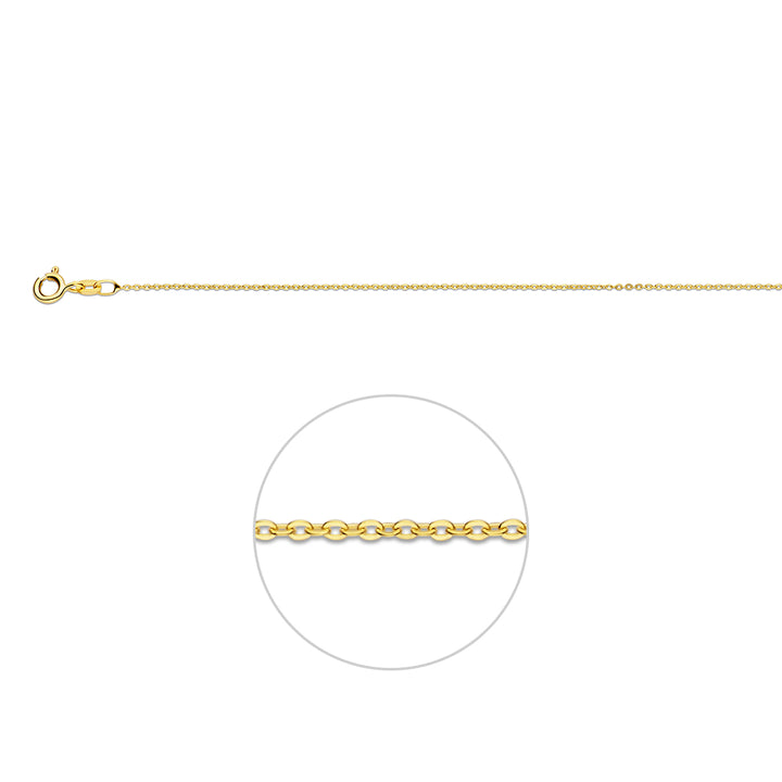 14krt geelgouden collier anker plat 1,0mm 41-43-45cm