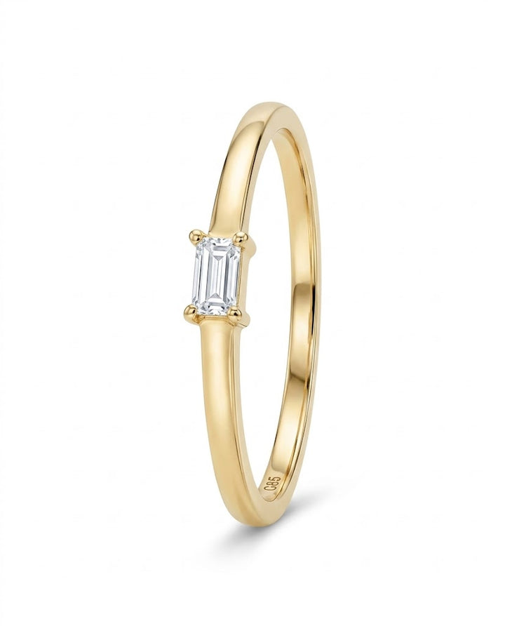 14kt geelgouden ring met zirkonia 2x3mm | mt 18