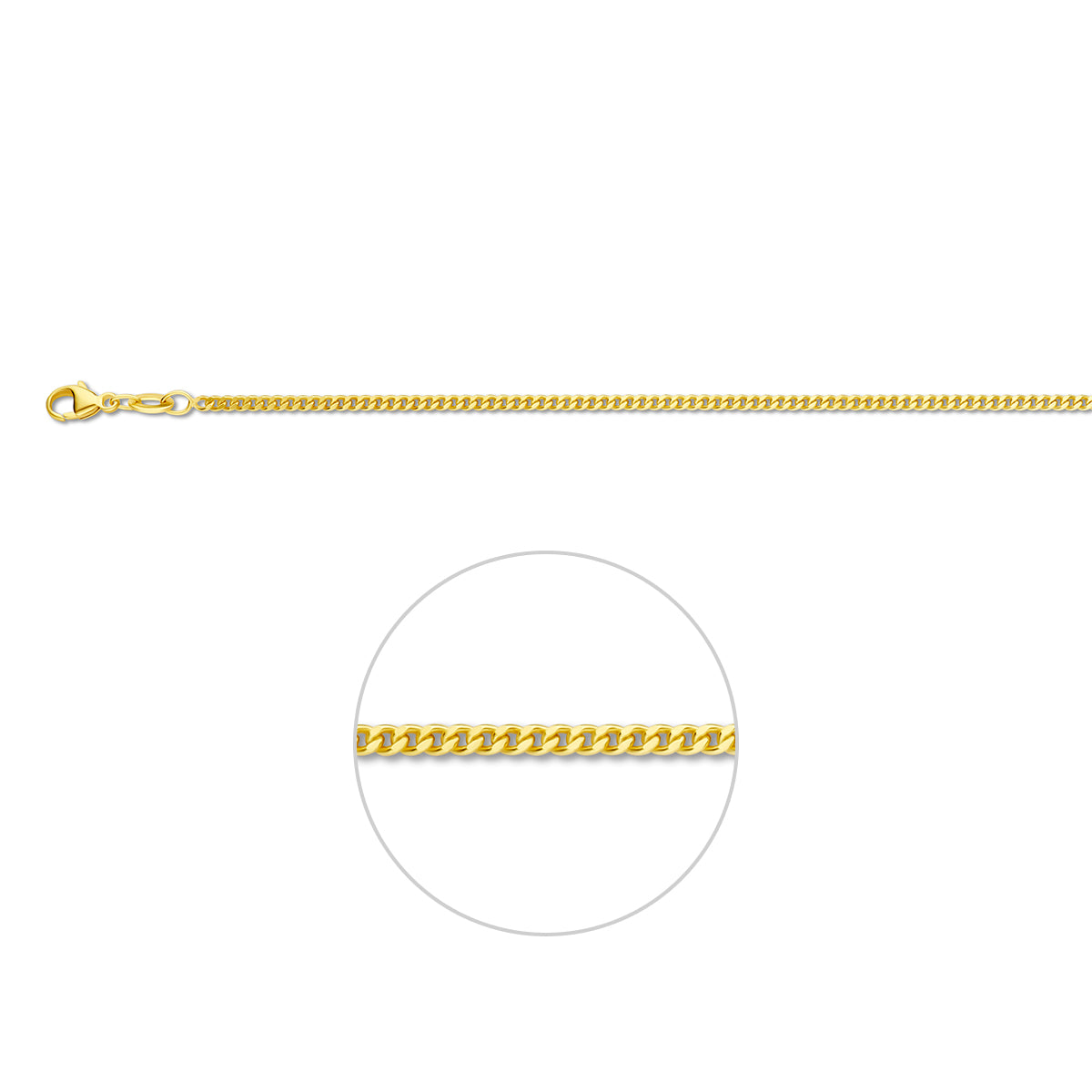 Doublé geelkleurig lengtecollier - gourmette 2,1mm