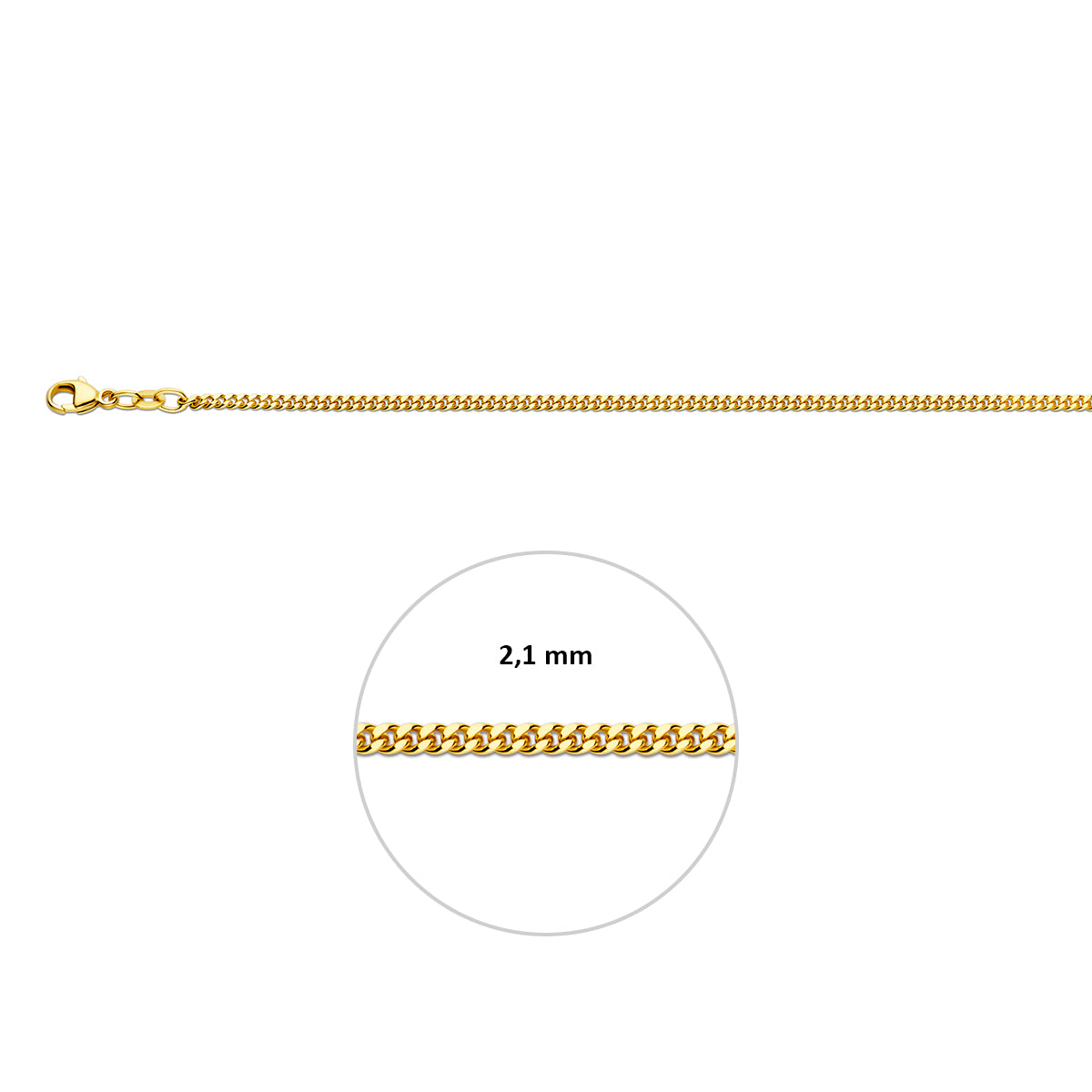 9krt geelgouden collier gourmette 2,1mm